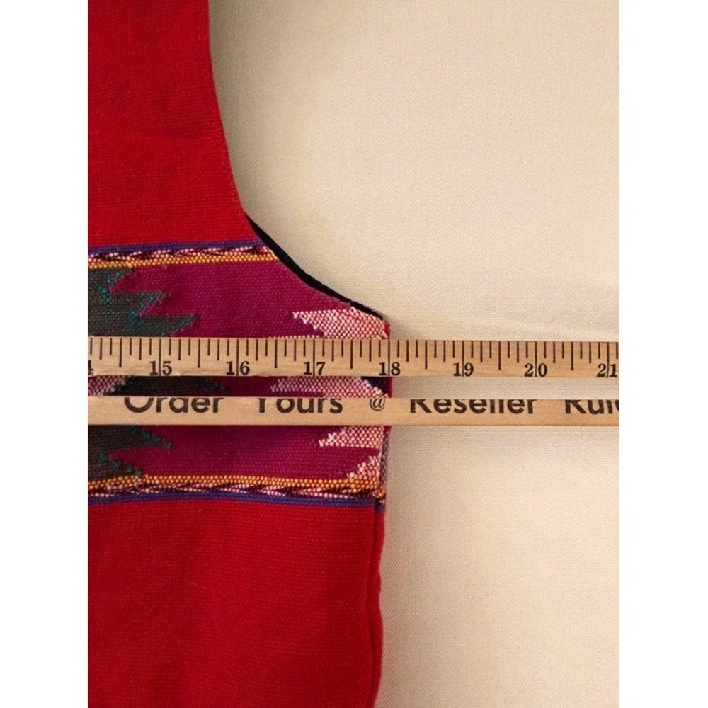 Orvis Women Red Southwestern Geometric Cotton Button Front Vest Size S Guatemala - Picture 8 of 10